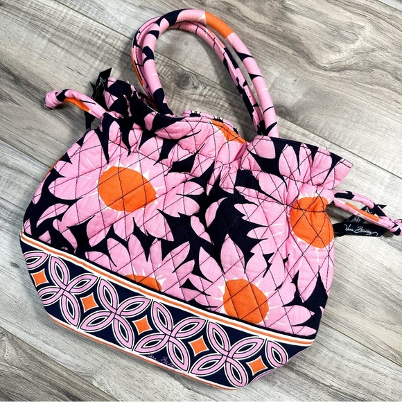 Vera Bradley Quilted Pink Floral Drawstring Small Tote Bag - Picture 2 of 7